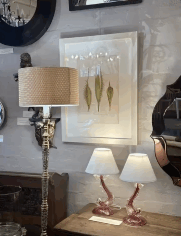 Pair of Venetian Murano rich pink & gold lamps. - Image 4